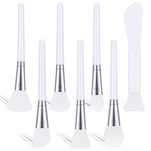 7 Pcs Silicone Face Mask Applicators, Multiple Soft Brush Heads Mask Spatula Exfoliating Facial Brush for Clay Mud Masks, Aloe Vera Gel Lotion, Moisturizer Application