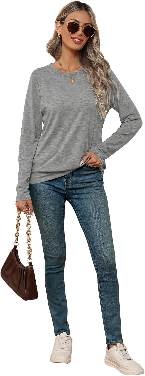 Womens Long Sleeve Shirts Casual Banded Hem Tops Basic Tees Spring Outfits Clothes 2026 - Image 5