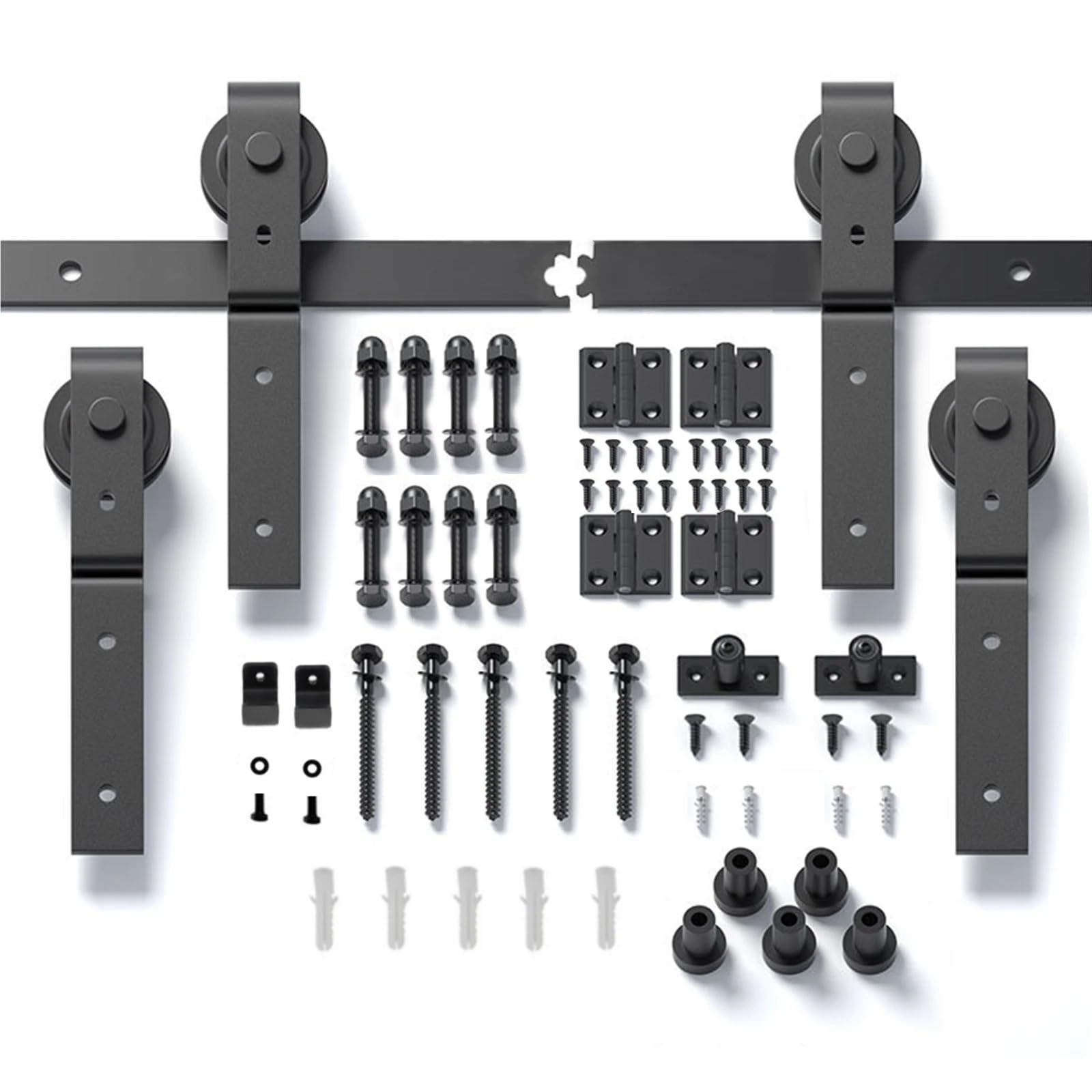 Csdasw One Color 72" Bi-Folding Sliding Barn Door Hardware Kit For 4 Doors,Smoothly&Quietly,Black Track J Shape Roller-[Doors Not Included] Smooth And Quiet