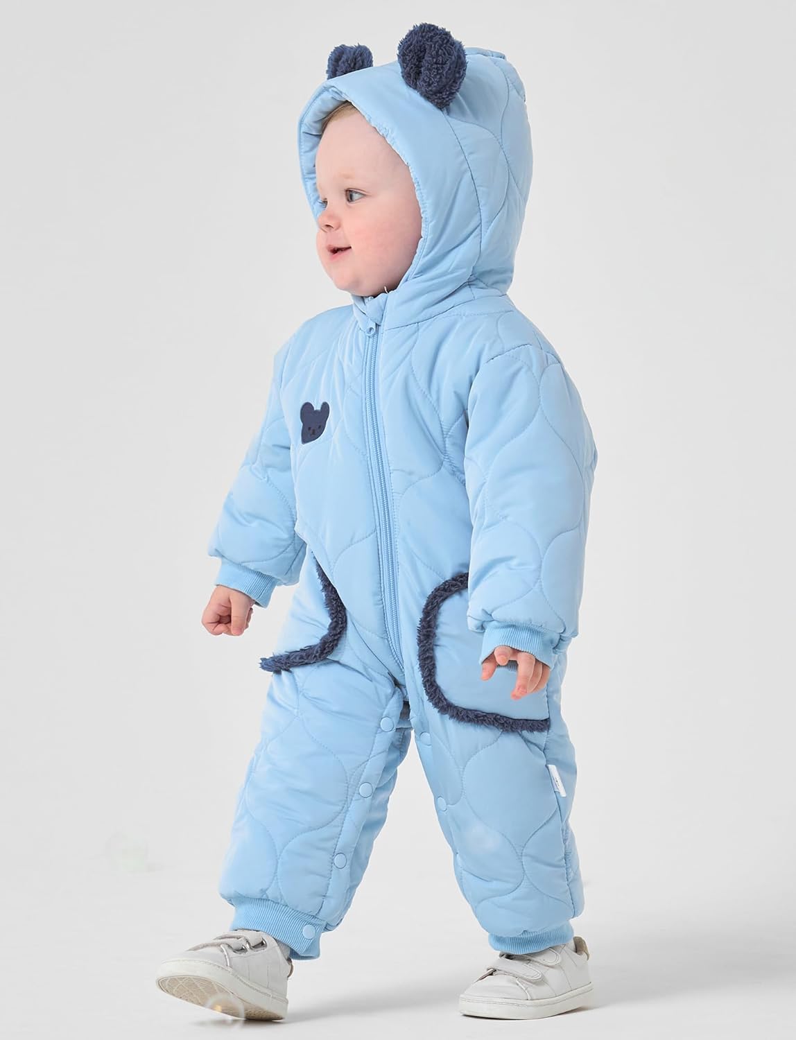 Happy Cherry Baby Girls Boys Warm Snowsuit Long Sleeve Winter Jumpsuit Down Coat Hooded Puffer Romper