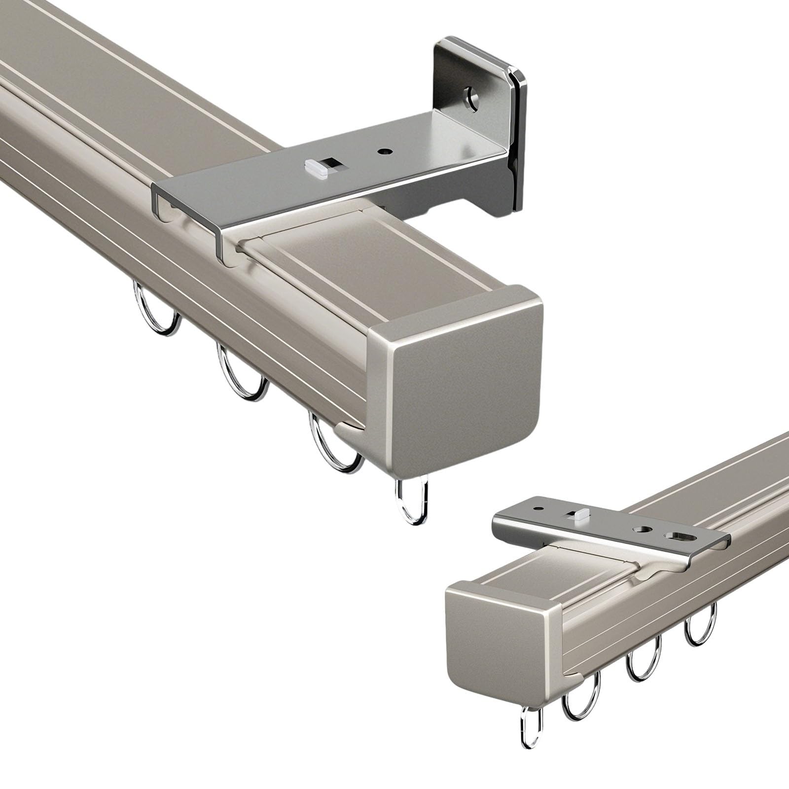 Vorhangschiene Aluminium 1 läufig, Gardinenschiene für Schwere Vorhänge, 50 200 230 300 400 610 cm Decken- Oder Wandmontierte Gardinenstange für Raumteiler zu Hause(Champagner,380cm)