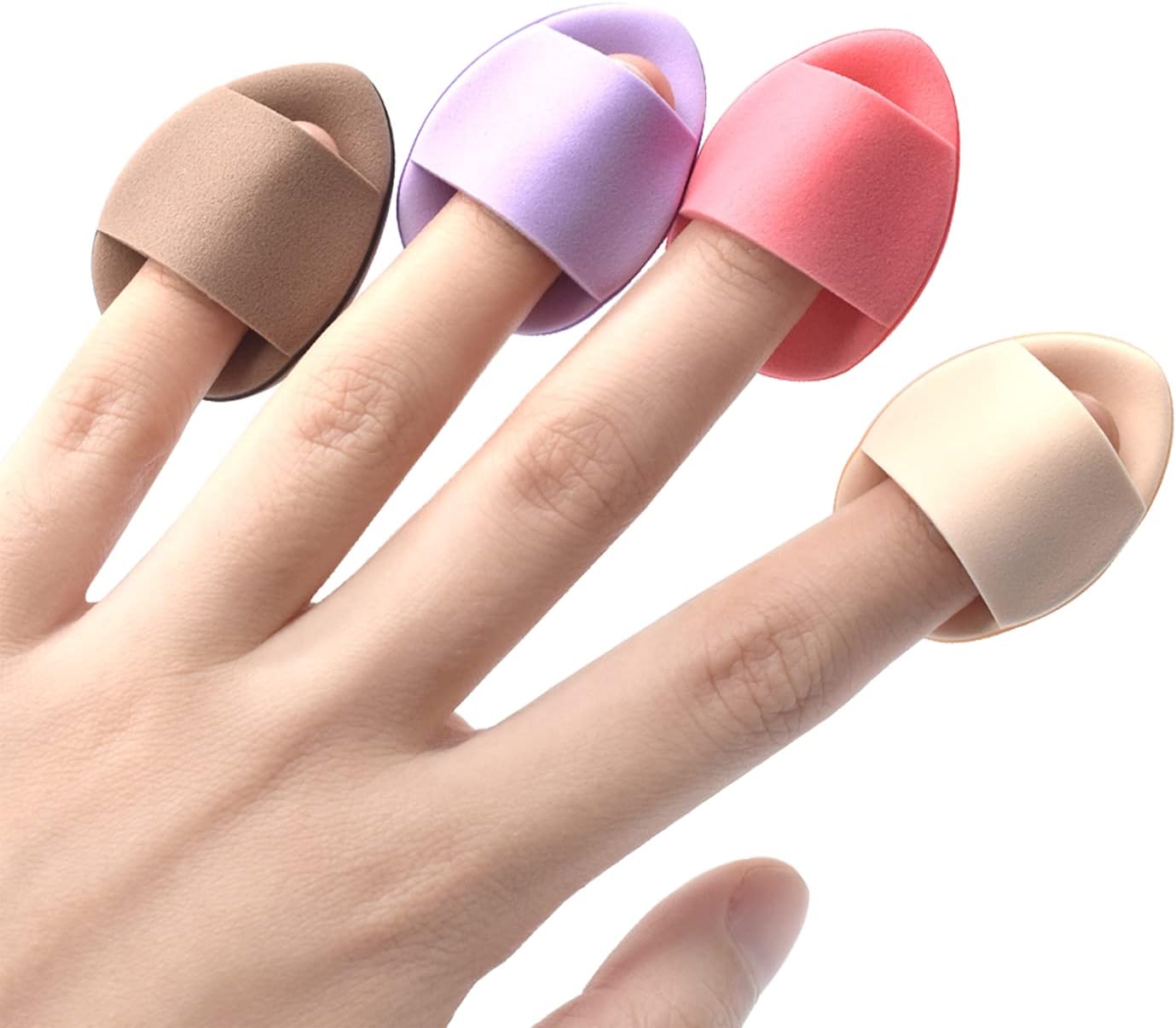 Finger Puff 4 Pcs Mini Triangle Makeup Puff for women Super Soft Beauty Makeup Tools Suitable for Loose and Body Powder (4 Color 1 Set)