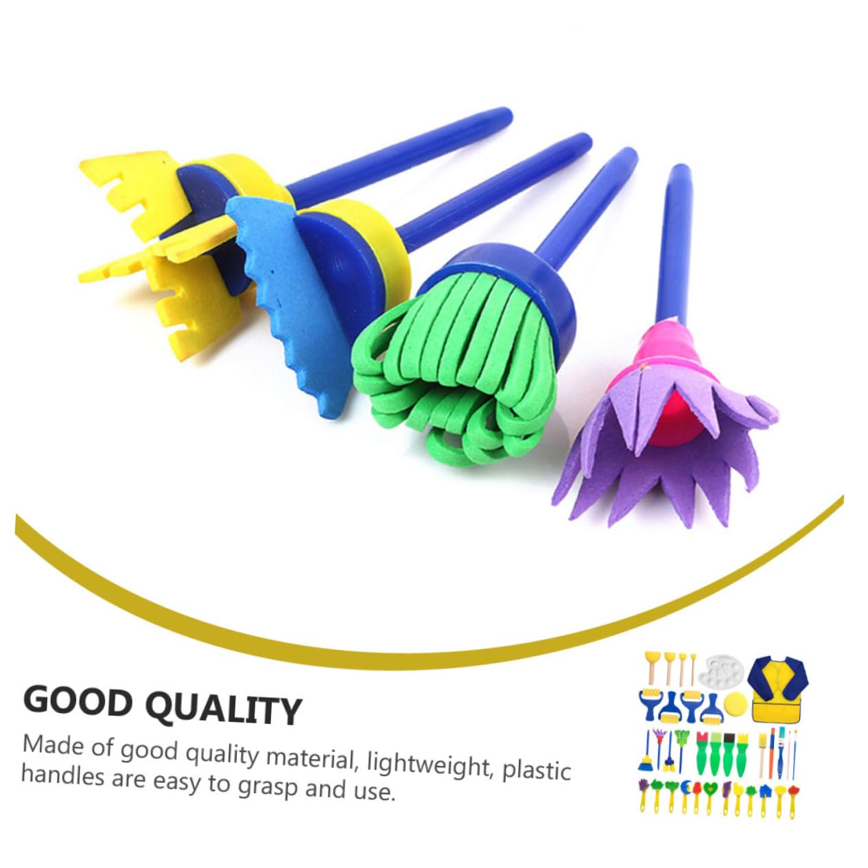 BESTonZON Pennelli per Pittura Strumenti per Attività Creative Design Ergonomico per Presa Colori Lavabili per Ragazzi Kit Completo