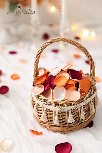 Miniatura 3 de Serwalin 300 pétalos de rosa de seda para bodas, pétalos de naranja burdeos para otoño, pasillo de boda, corredor, despedida de soltera, decoración