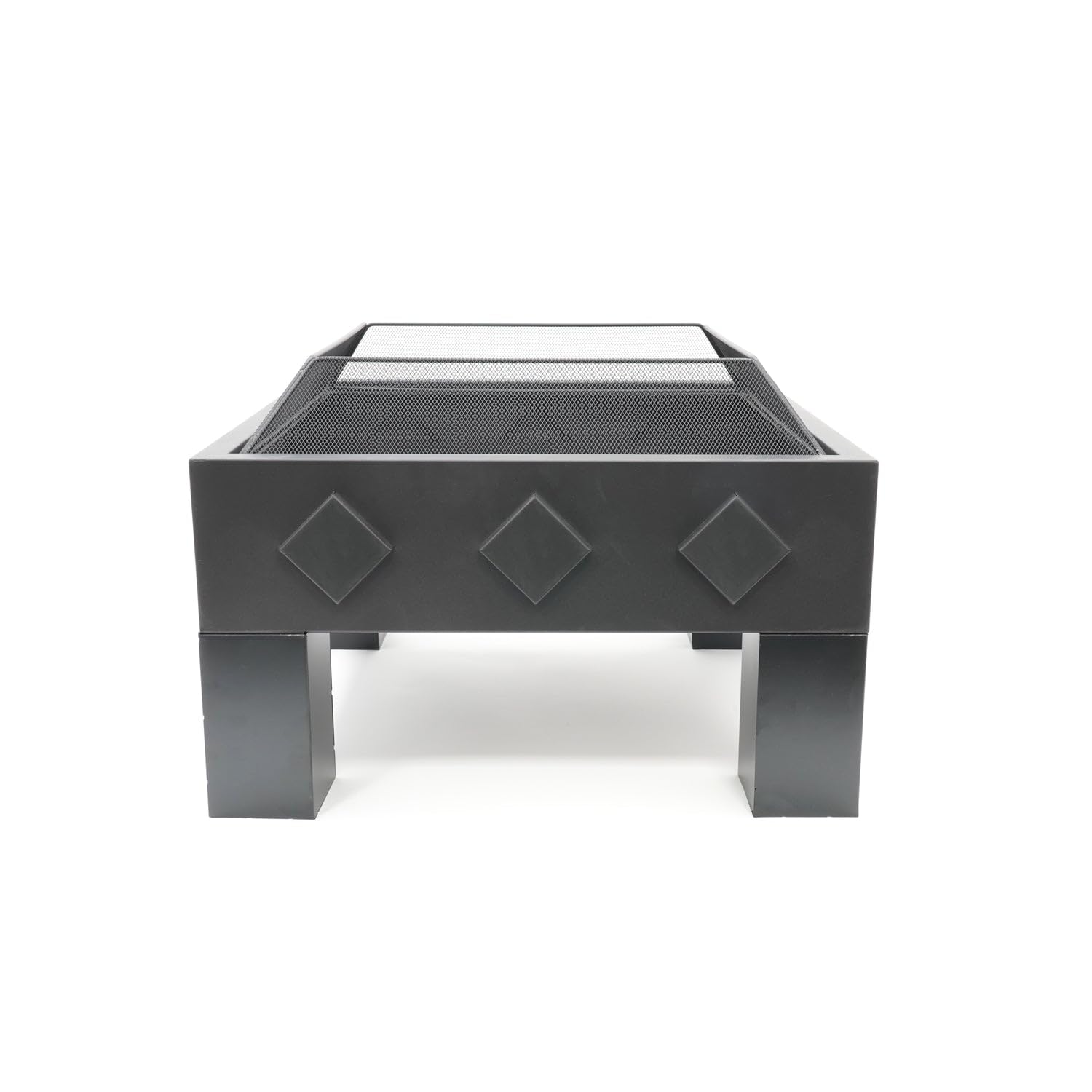 Brasero Kvadrat – Braseros pour Le Jardin – Foyer et Baril à feu d'extérieur – Brasero en Acier Peint – Corbeille à feu pour Le Jardin – 61 x 61 x 35 cm – Noir