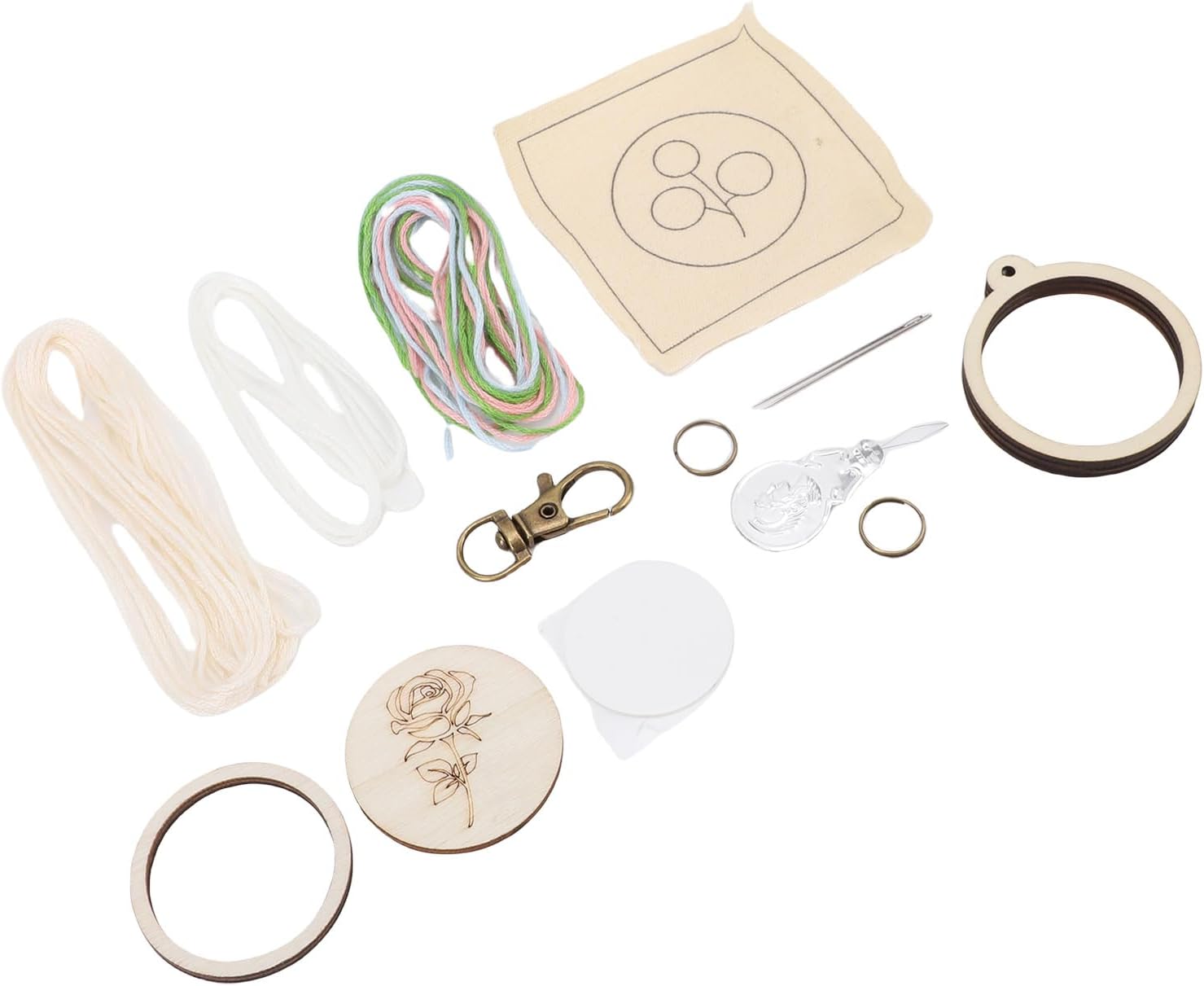 Fdit Mini Embroidery Keychain Making Kit, 3-Piece Poplar Plywood Hoop