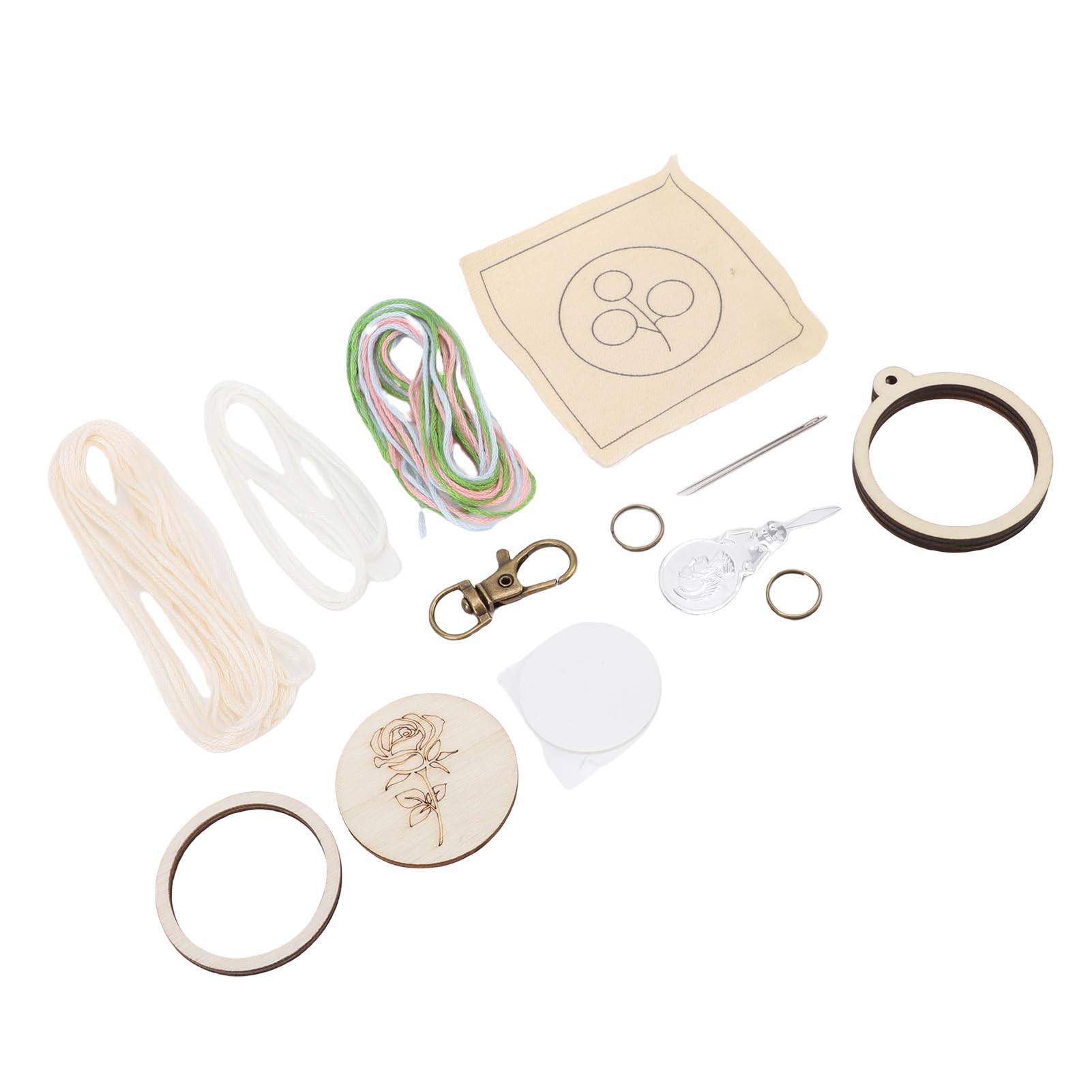 Jelquix Embroidery Keychain Crafting Kit, Personalized Mini Wood Hoop Decor, Easy to Use Embroidery Set for Bags Keys and Phones