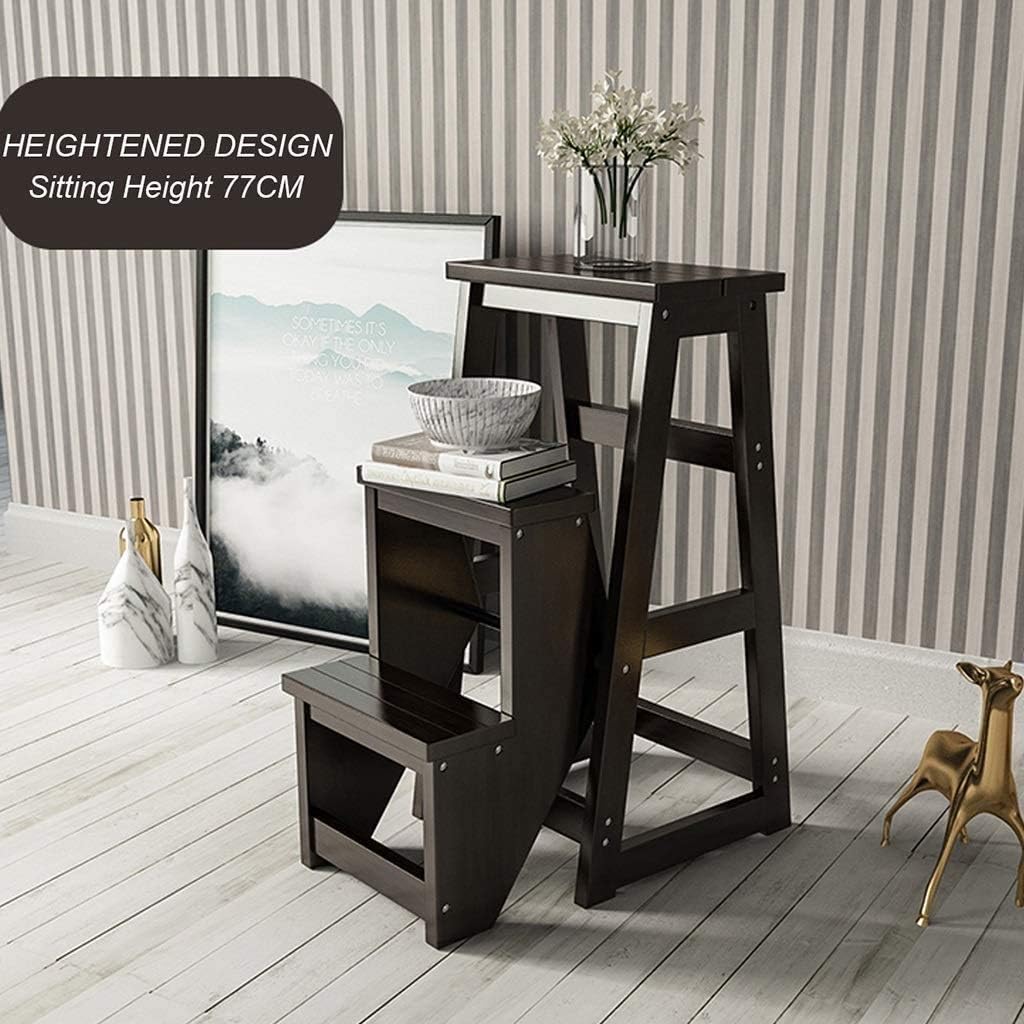 Indoor Climbing Stool,3-Tier Wooden Step Stool Folding Stepladder Portable Bedroom Step Multipurpose Ladder Shelf Storage Shelf Multifunctional Bathroom Stool Stairway Chairs with