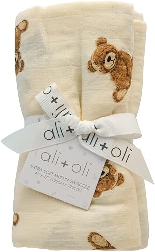 Miniatura 9 de Ali+Oli Manta de muselina para bebé (manzana), grande de 47 x 47 pulgadas, rayón suave, hecha de bambú y algodón orgánico, lavable a máquina, para