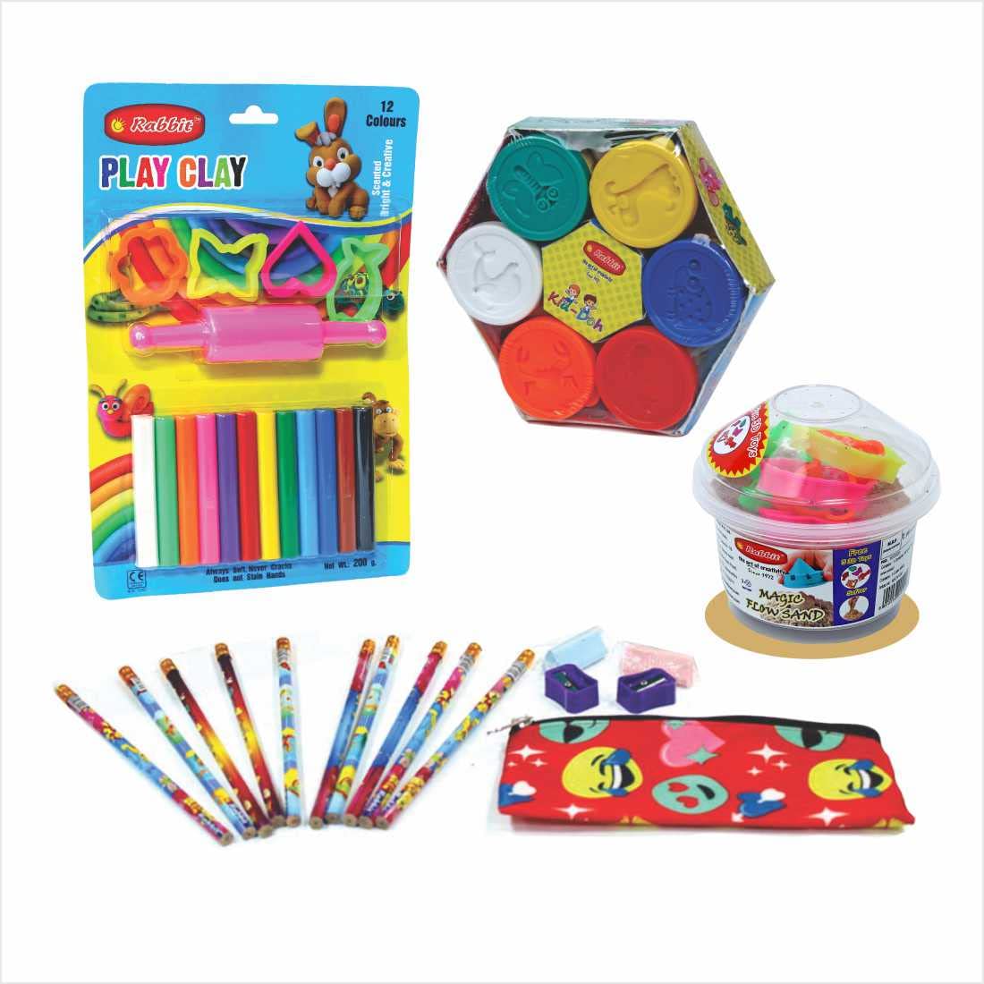 Rabbit Happy Pack Dough + 12 Color Clay Blister Card + Play Sand 100Gms + Stationery Kit| Clay Dough | Clay For Kids | Sand For Kids | Toys For Kids, Multi-coloured (B0BJBYHZSP) Amazon Price History, Amazon Price Tracker