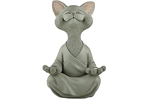 12" Whimsical Buddha Cat Figurine