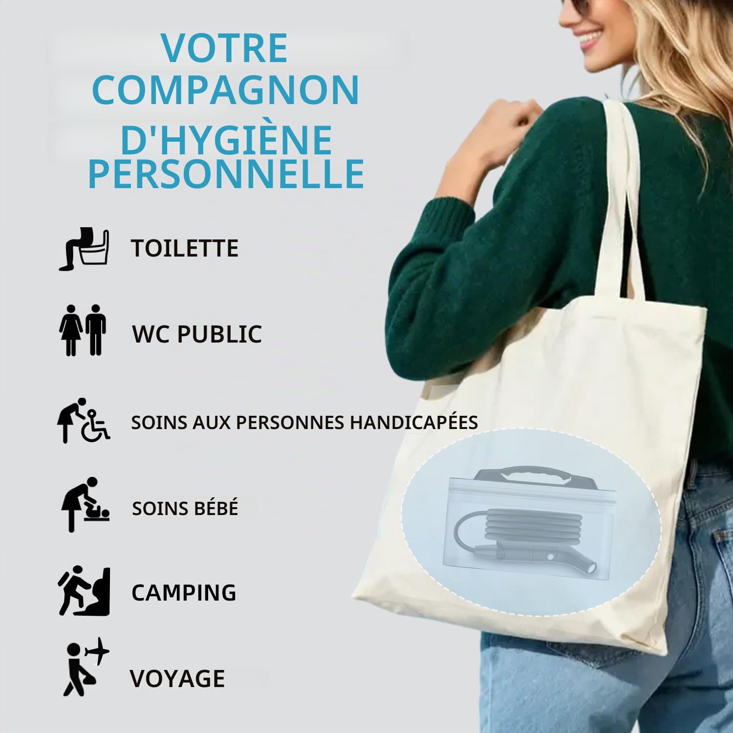 Pulvérisateur de voyage personnel électrique rechargeable pour toilettes, salle de bain et randonnée en plein air