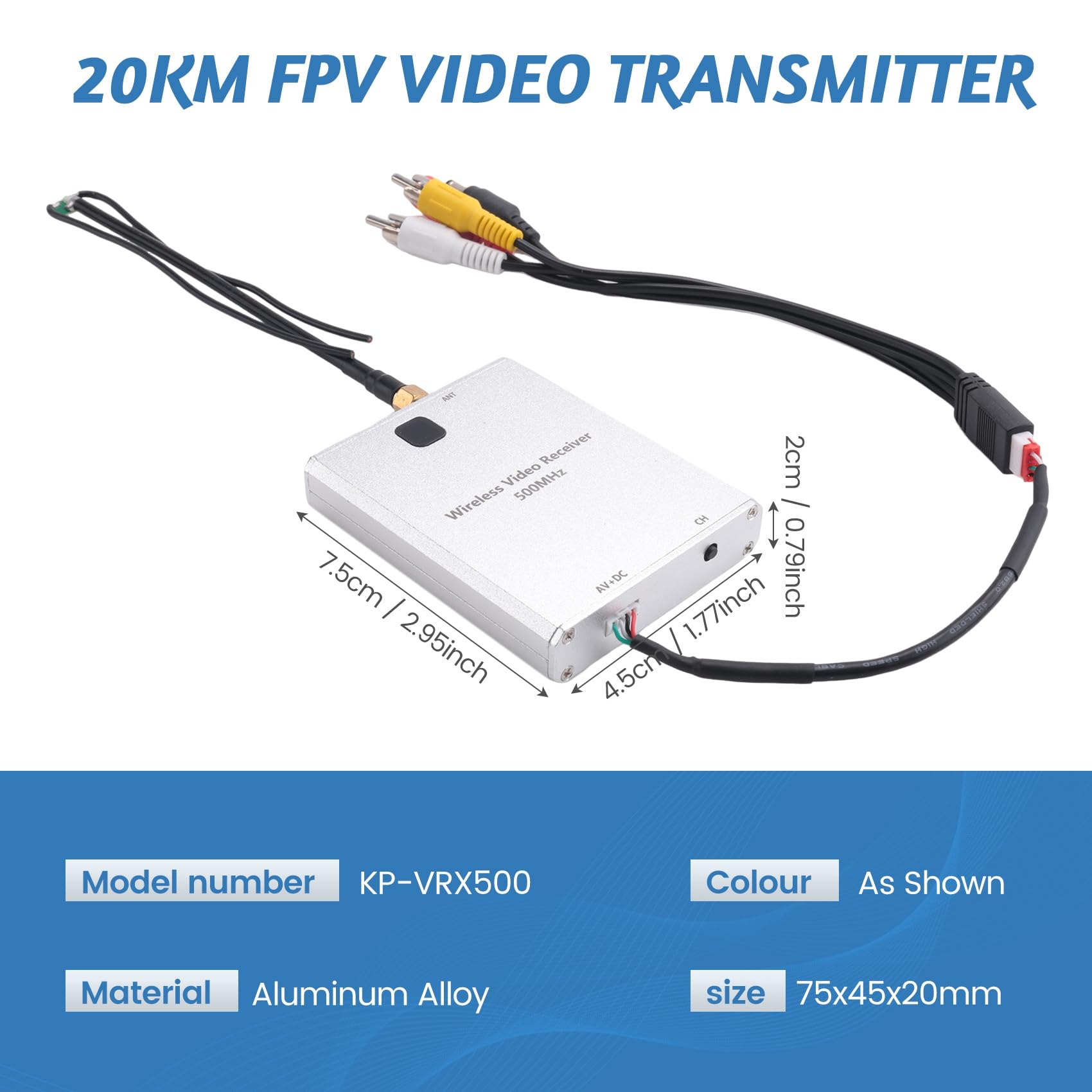 Trasmettitore Video FPV 520Mhz 20km 2W VRX 8 Canali Trasmissione Wireless Analogica