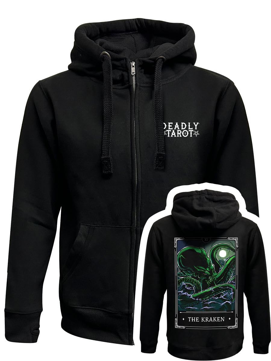 Deadly Tarot Men's Black Legends The Kraken Zipped Hoodie