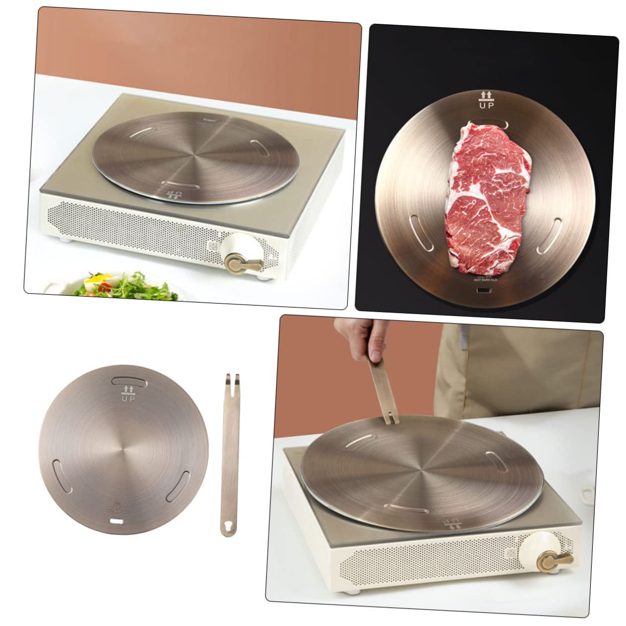 Difusor de Calor para Cocinas de Gas de Acero Inoxidable y Aleación de Aluminio, Placa Metálica para Estufa Función de Difusión Térmica y Ahorro
