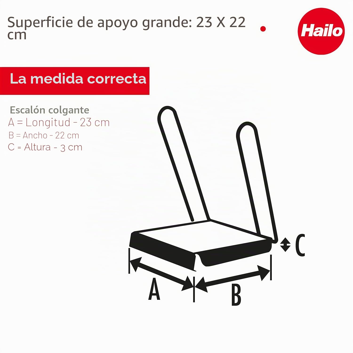 Hailo 9950-001 - Plataforma de trabajo antideslizante de aluminio para escalera