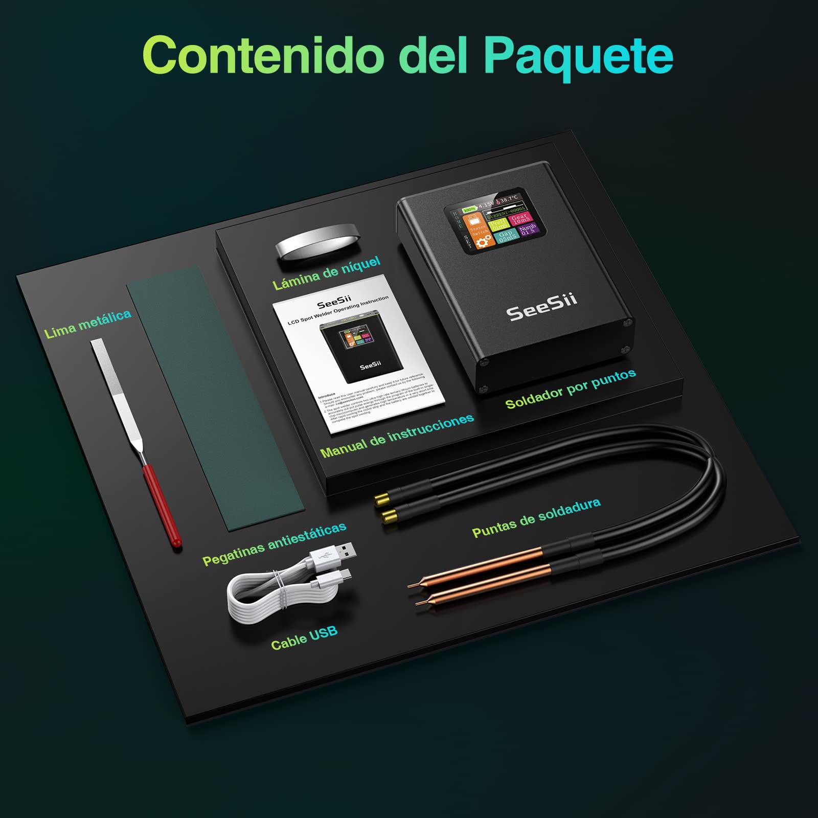 Seesii Soldador de Puntos - SE-215 Máquina de Soldadura por Punto Portátil para Batería LCD con 30 Engranajes Ajustables