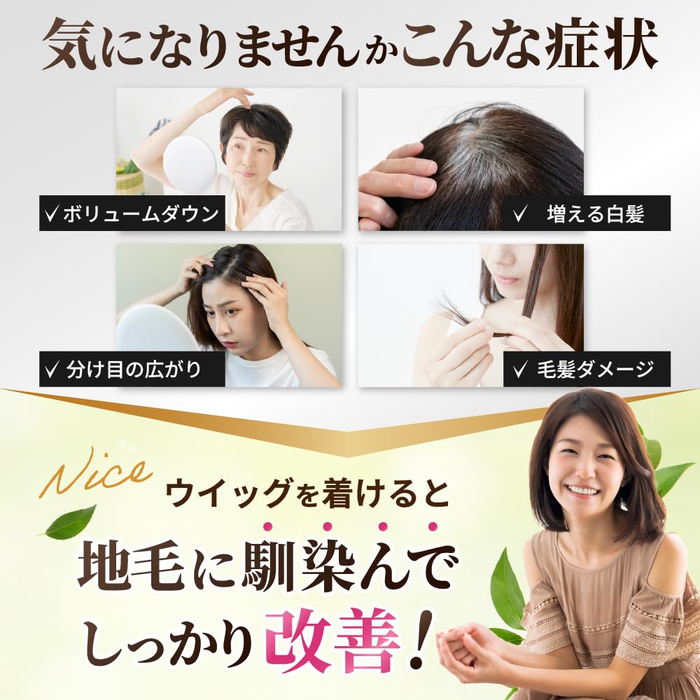 Amazon.co.jp: Wig Terrace 人毛100% 部分ウィッグ 広範囲人工スキン