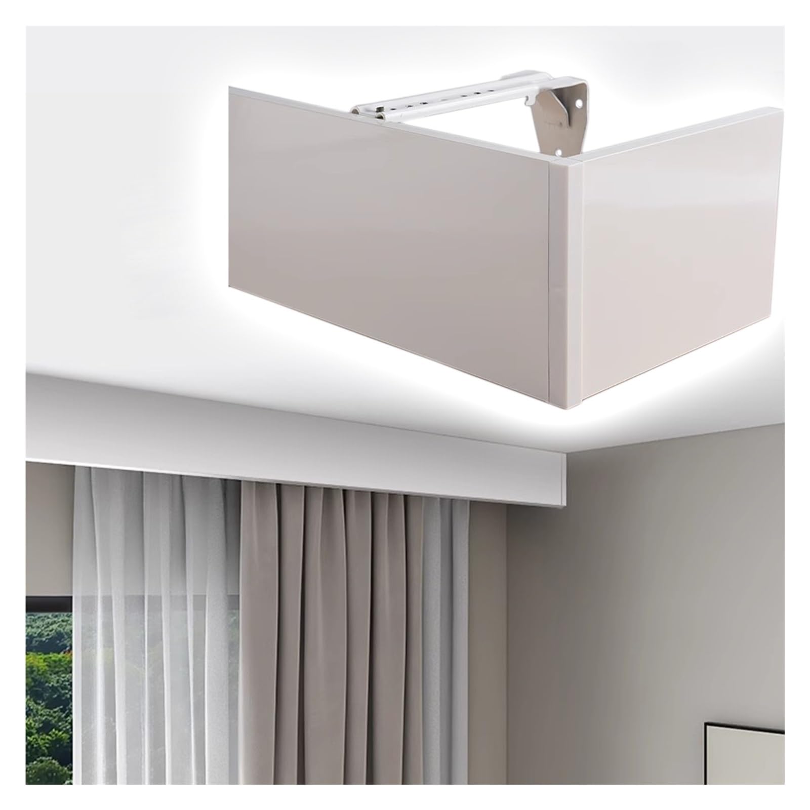 Wytrzymała aluminiowa lamówka do zasłon, montaż na ścianie, do zasłon, żaluzji i żaluzji weneckich. Długość 2,3 m. Bez szyn. Łatwa instalacja.