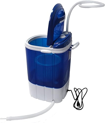 Miniatura 7 de Mini Lavadora Portátil Azul Lavadora Compacta Con Spinner, Capacidad de 6.6 lbs, Control de Temporizador, Electrodomésticos de Lavandería Casa