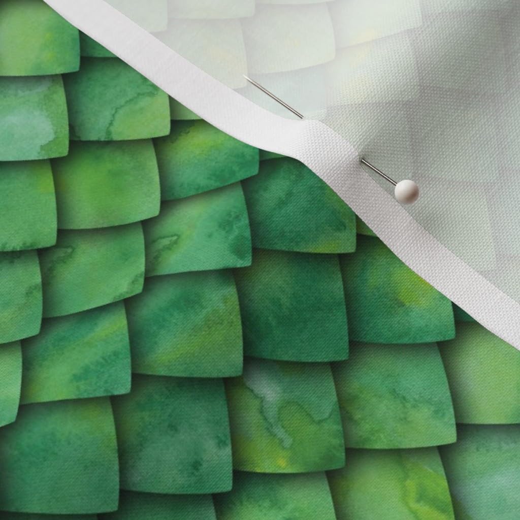 Spoonflower Fabric - Dragon Scales Green Mermaid Dinosaur Little Arrow Dino Printed on Petal Signature Cotton Fabric by The Yard - Sewing Quilting Apparel Crafts Decor