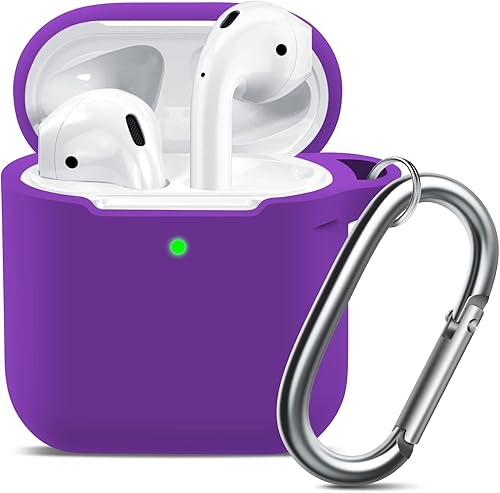 Vista 4 de MOLOPPO Funda para AirPods, funda protectora de silicona suave con llavero para mujeres y hombres, compatible con Apple AirPods de 2ª