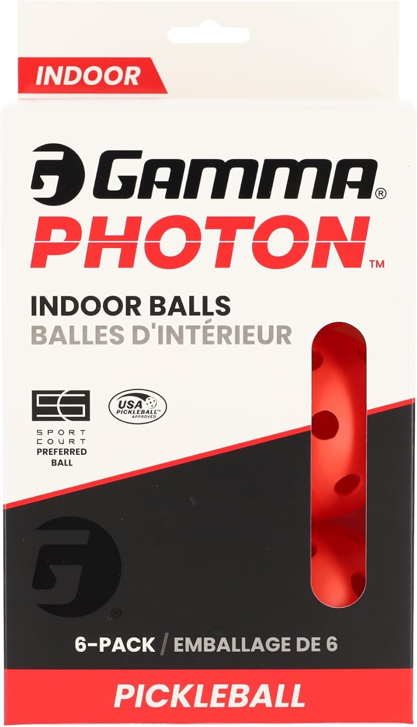 Gamma Photon Indoor Pickleballs, 26 Holes for Precise Indoor Flight, USAPA Approved Pickle Ball for Tournament Play, High Visibility, Durable, Consistent Bounce, Red