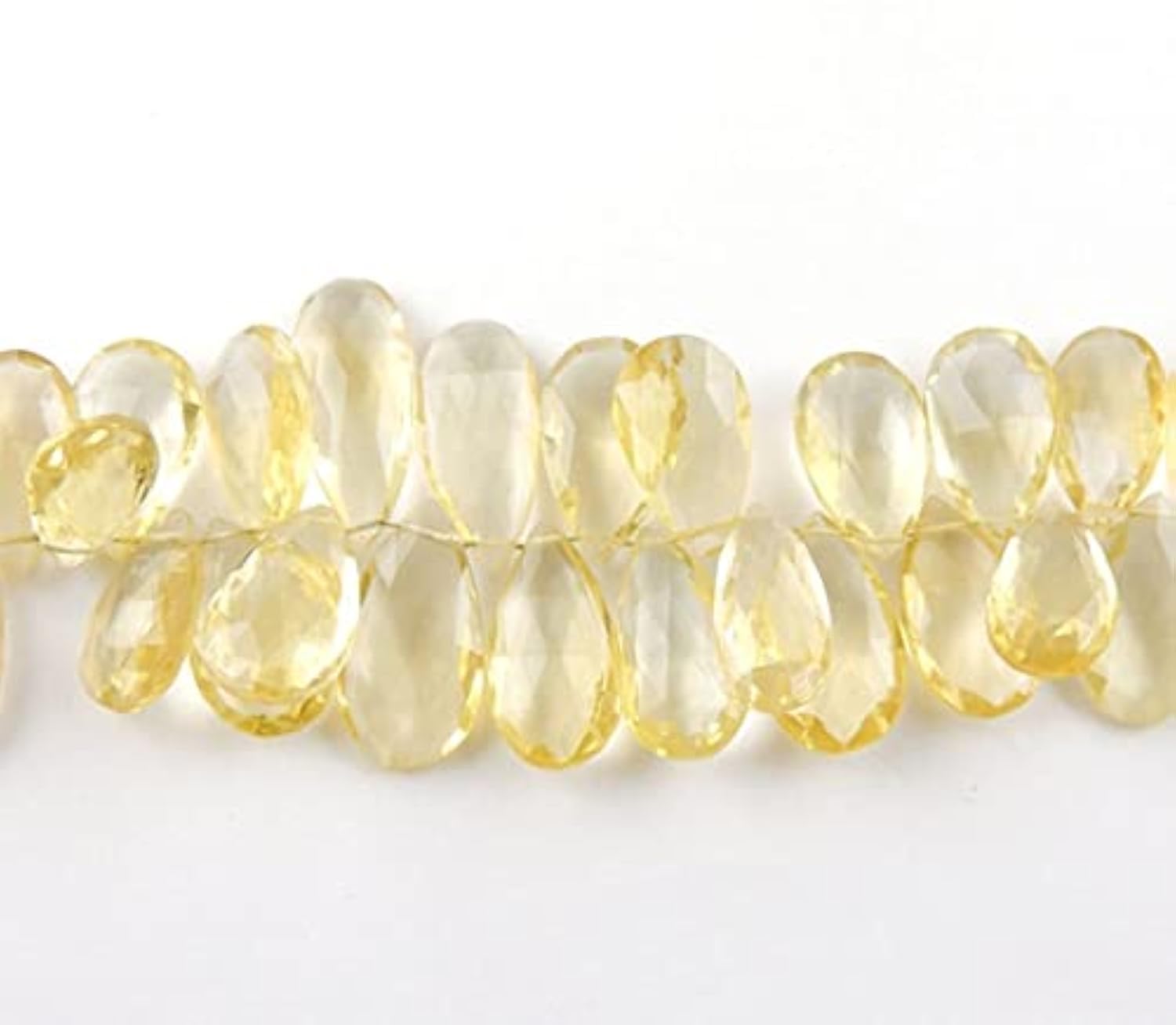Quartz Citron Perles Facettées Gouttes Briolettes Lemon Quartz Pear Drop Beads LKBEADS