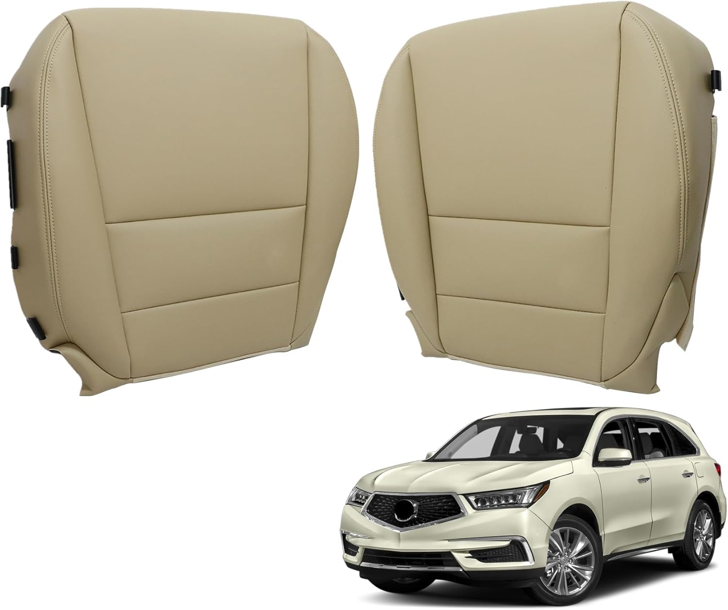 Mythoria Front Driver and Passenger Side Bottom Replacement Leather Seat Cover Tan Compatible with Acura MDX 2007 2008 2009 2010 2011 2012
