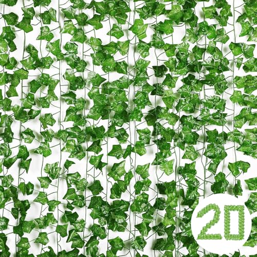 Künstliche Efeu Girlanden, 20PCS Efeu Girlande 210cm Länge - Bumengirlande, Pflanzen Efeuranke, Efeubusch Kunstpflanze Girlande für Garten Hochzeit Party Wanddekoration