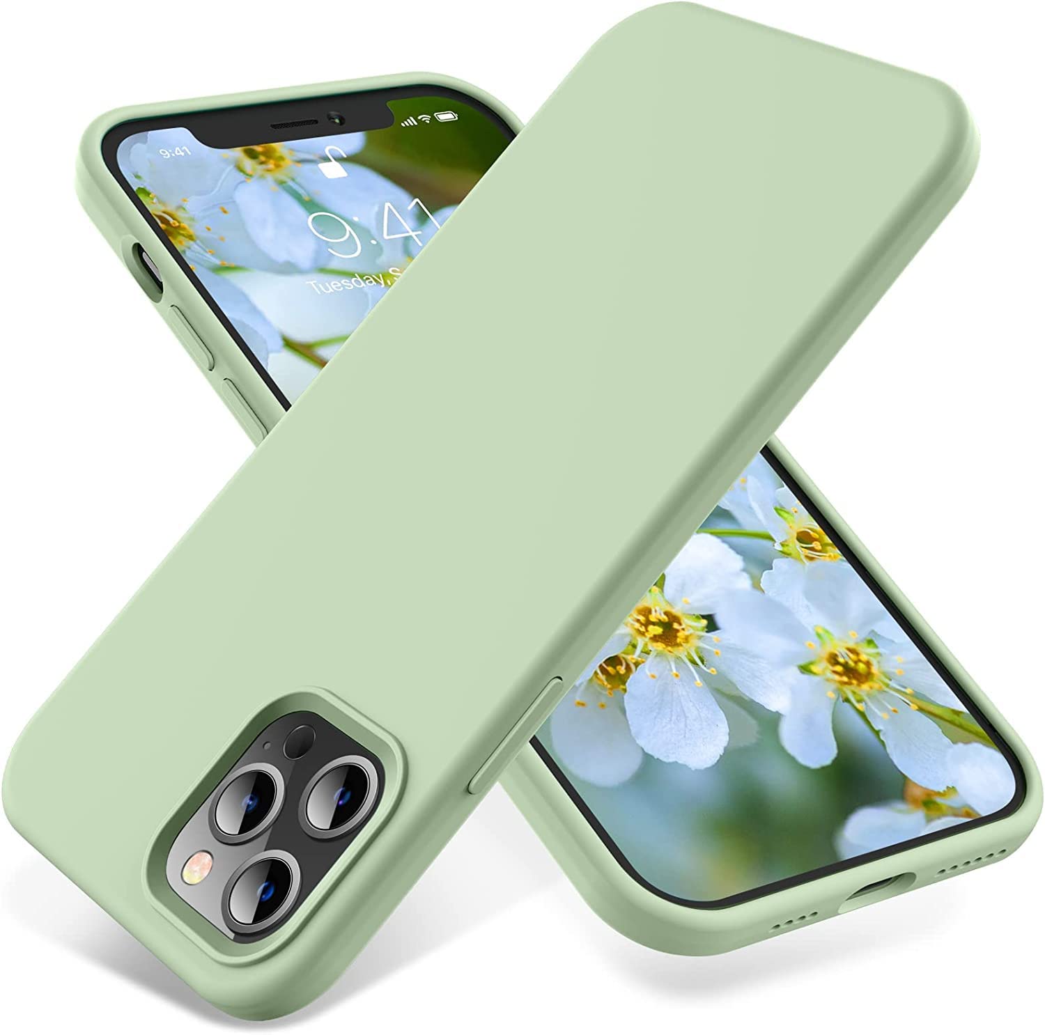 Fix Fame iPhone 12 Pro Max case Premium Soft Liquid Silicone cover Full Body Protection Anti-Scratch Shockproof Drop Protection Slim Rubber Bumper Cases (Lime Green)