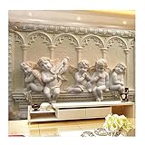 TOKMOCO Custom 3D Wall Mural Modern Embossed Angel Sculpture Peel and Stick Wallpaper Living Room Kid's Bedroom Home Decor