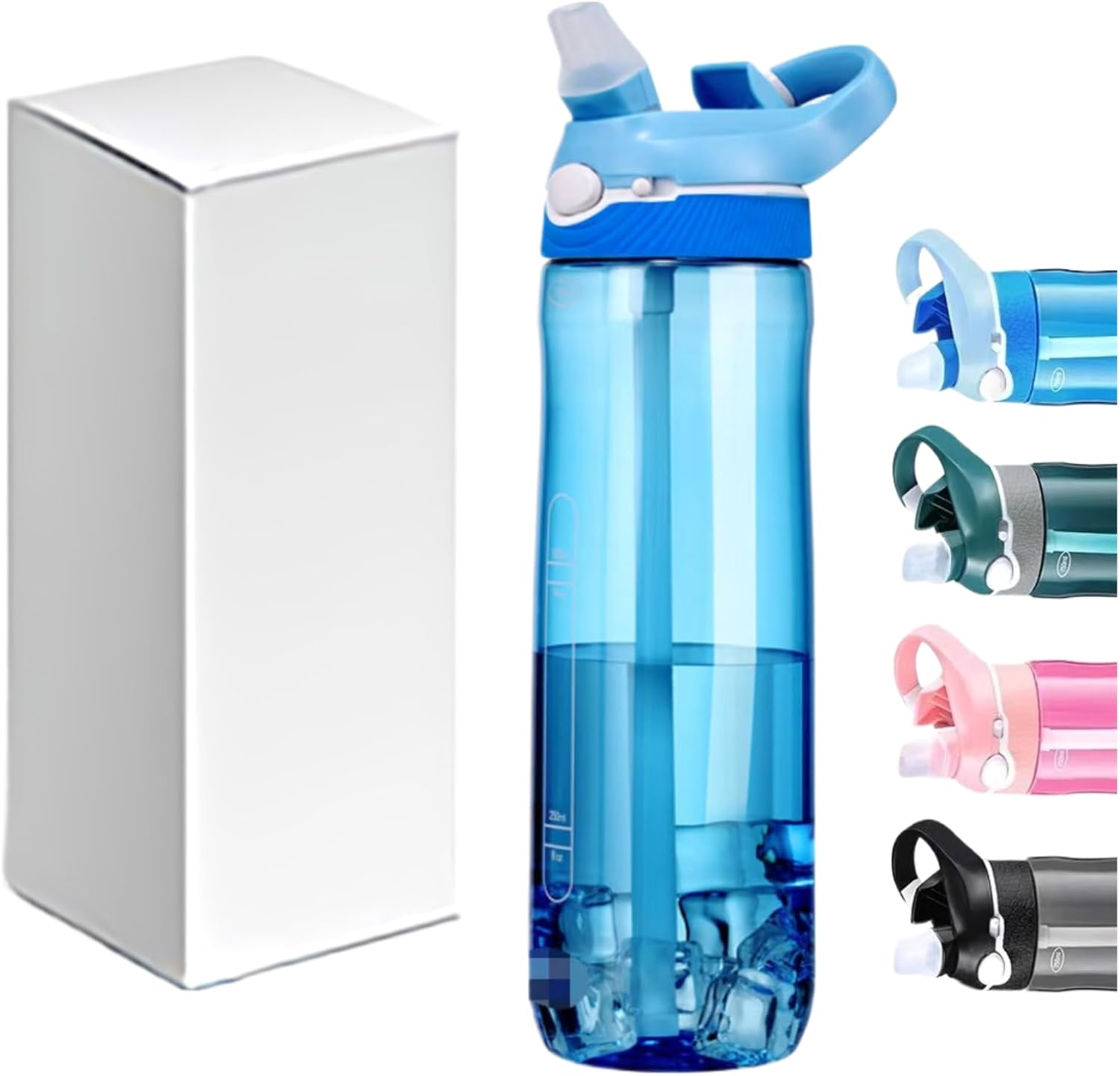 TCKJ LBRG Water bottles with Locking Lid,Travel water bottle,Water bottle with straw,and Sports water bottle with Clip handle- Tritan water bottle(Blue)