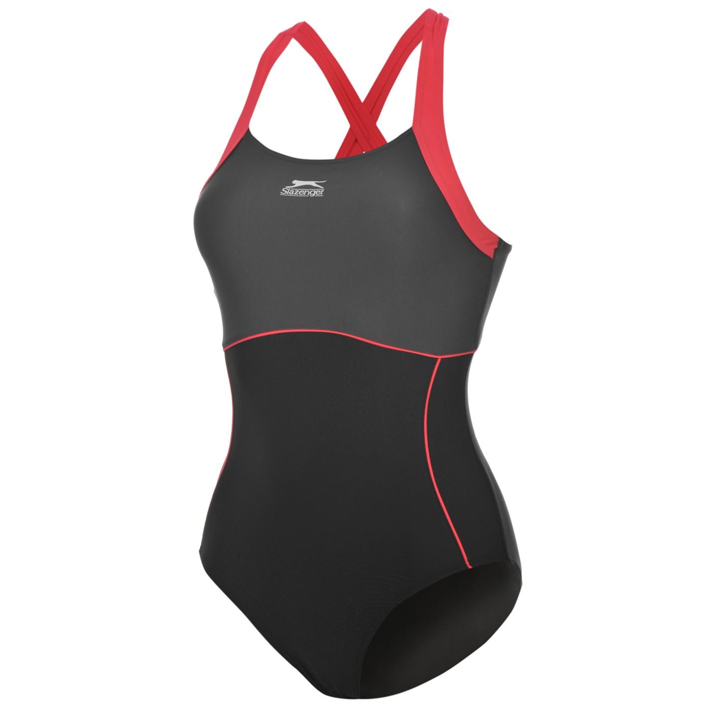 Slazenger Damen X Back Schwimmanzug Flatlocknähte Schwarz M