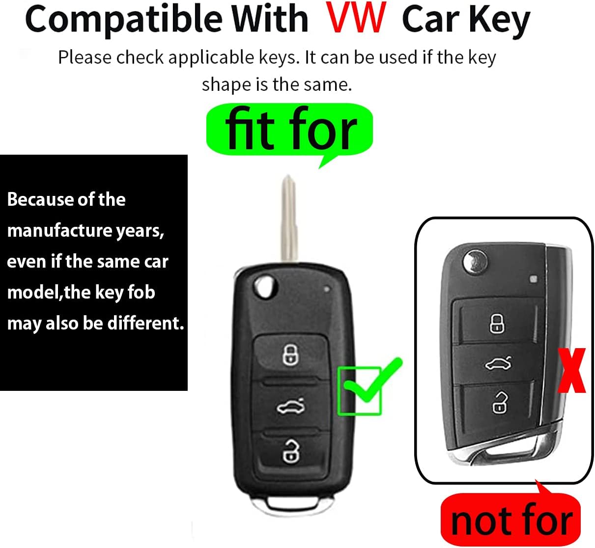 ontto for VW Key Fob Cover Leather Key Case Holder for Beetle Jetta Passat Touran MK1-MK6 Golf GTI 3-Button Blue