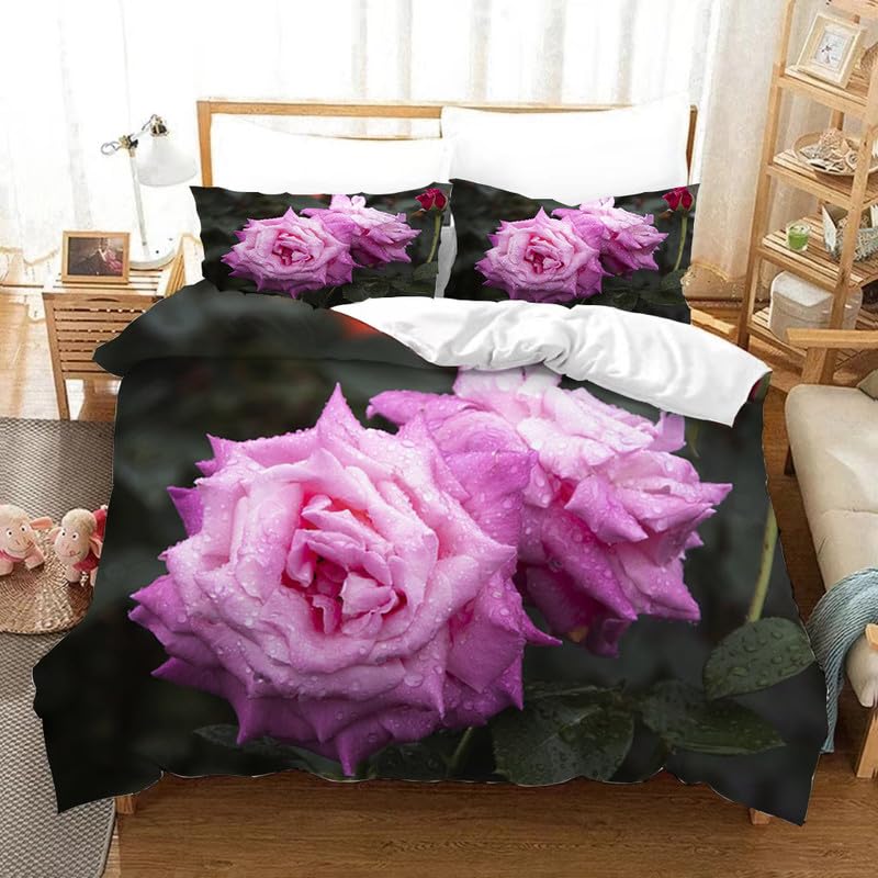 Parure de lit enfant 90x190 fleurie rose et verte pour une chambre douce et chaleureuse