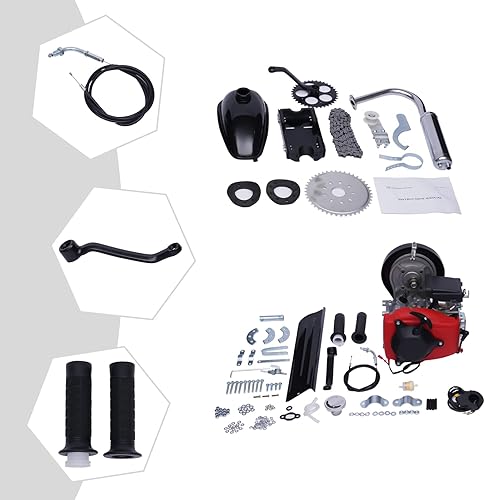 Miniatura 4 de Kit de motor de motor de gas 49CC Motor de bicicleta de 4 tiempos Motor de un solo cilindro refrigerado por aire con correa para bicicletas adultas