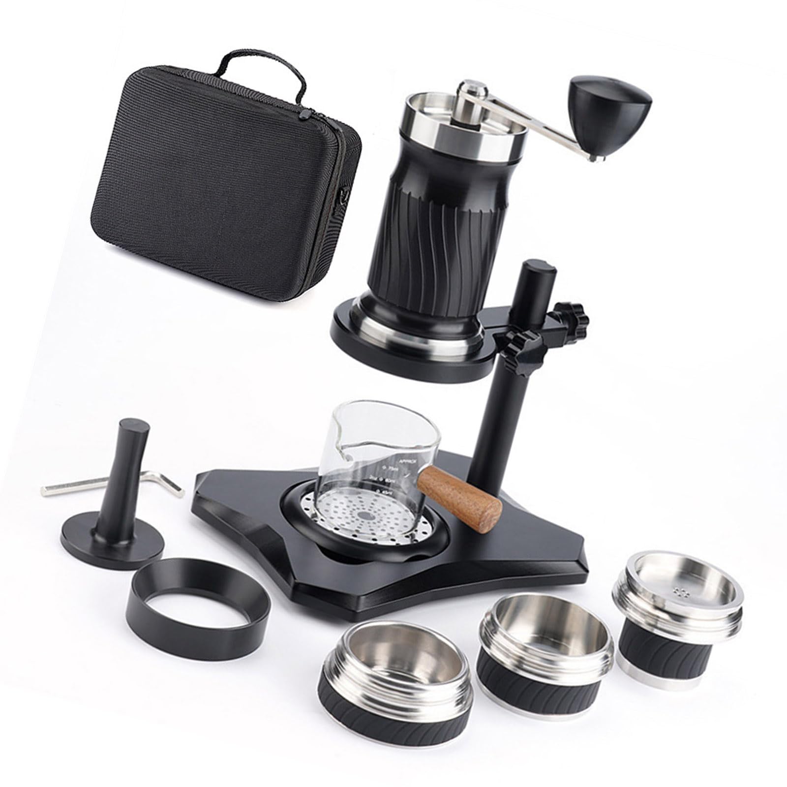 Qusinfc Portable Manual Coffee Presses SUS304 Nonrust Steel Manual Espressos Coffee Maker for Travelers and Coffees Lover Presentation Machine