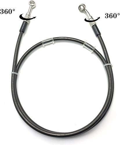 Miniatura 4 de AN3 M10 - Tubo de manguera de aceite trenzado de acero inoxidable negro para motocicleta, tubo giratorio de 360 grados de acero inoxidable para