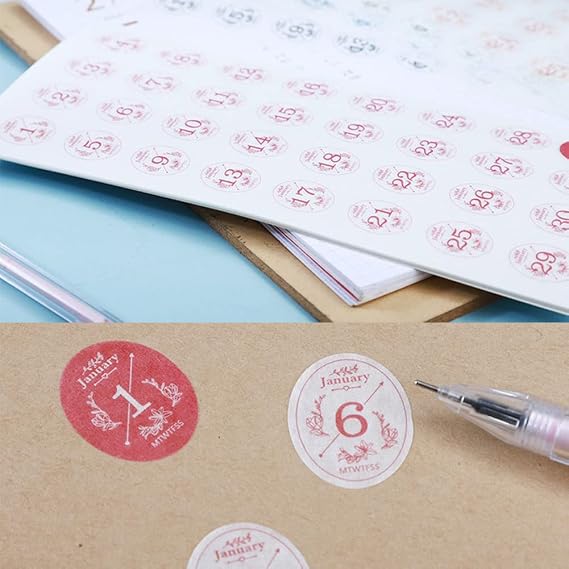 Aixoom 12 Monthly Calendar Number Stickers, Colorful Planner Date Stickers