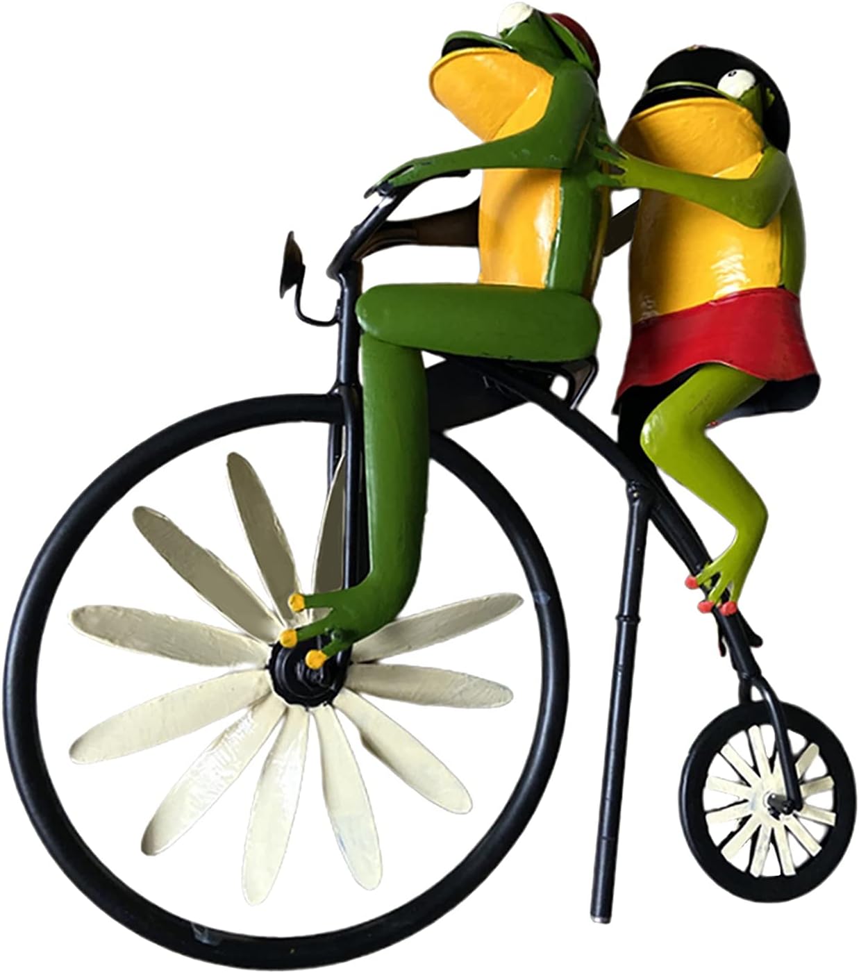 Fenteer ヴィンテージバイク風スピナー金属杭カエル自転車風車庭の中庭