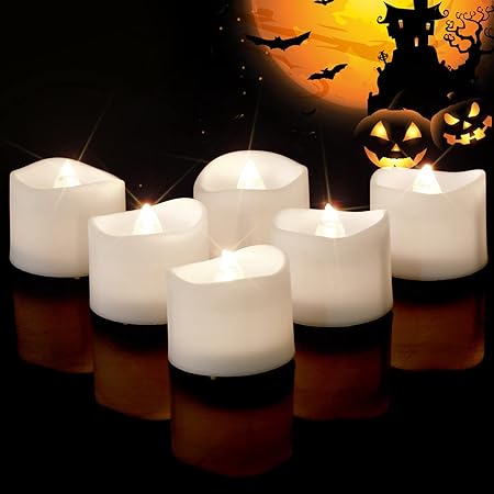Homemory Modern Bright White Battery Tea Lights Bulk, Set of 12 Flameless LED Tea Candles, Electric Tea Lights with Flickering, 1.4'' D X 1.25'' H, Batteries Included