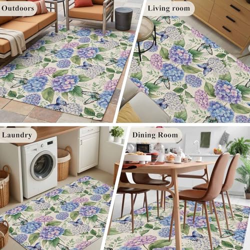 Tapete decorativo floral 3'x5' lavable para interior y exterior miniatura 6
