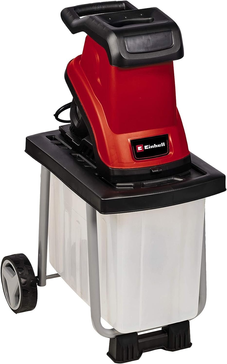 Einhell Trituradora eléctrica de cuchillas GC-KS 2540 CB (2 cuchilla reversibles acero especial, gran boca de tolva, interruptor protección motor, recogedor de 55l, asa de transporte incl. prensador)