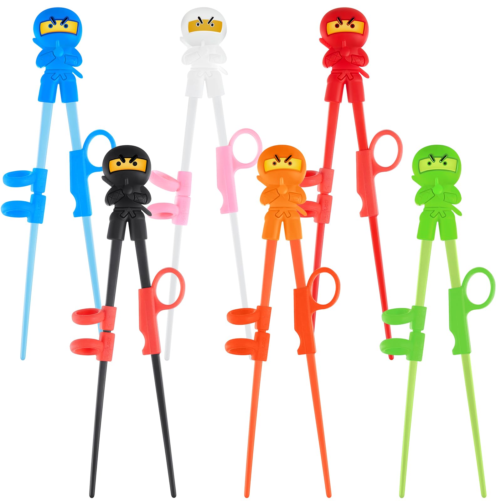 Nuanchu 6 Pairs Ninja Training Chopsticks for Kids Adults Beginners Boys Toddler Learning Chopstick Helper Reusable Japanese Cute Tableware with