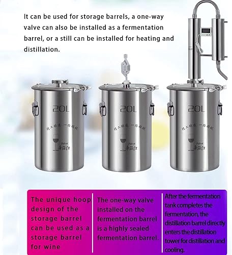 Miniatura 7 de Fermentador de acero inoxidable Tanque de fermentación cónico de preparación casera, incluyendo parche de temperatura, enchufe de silicona, válvula