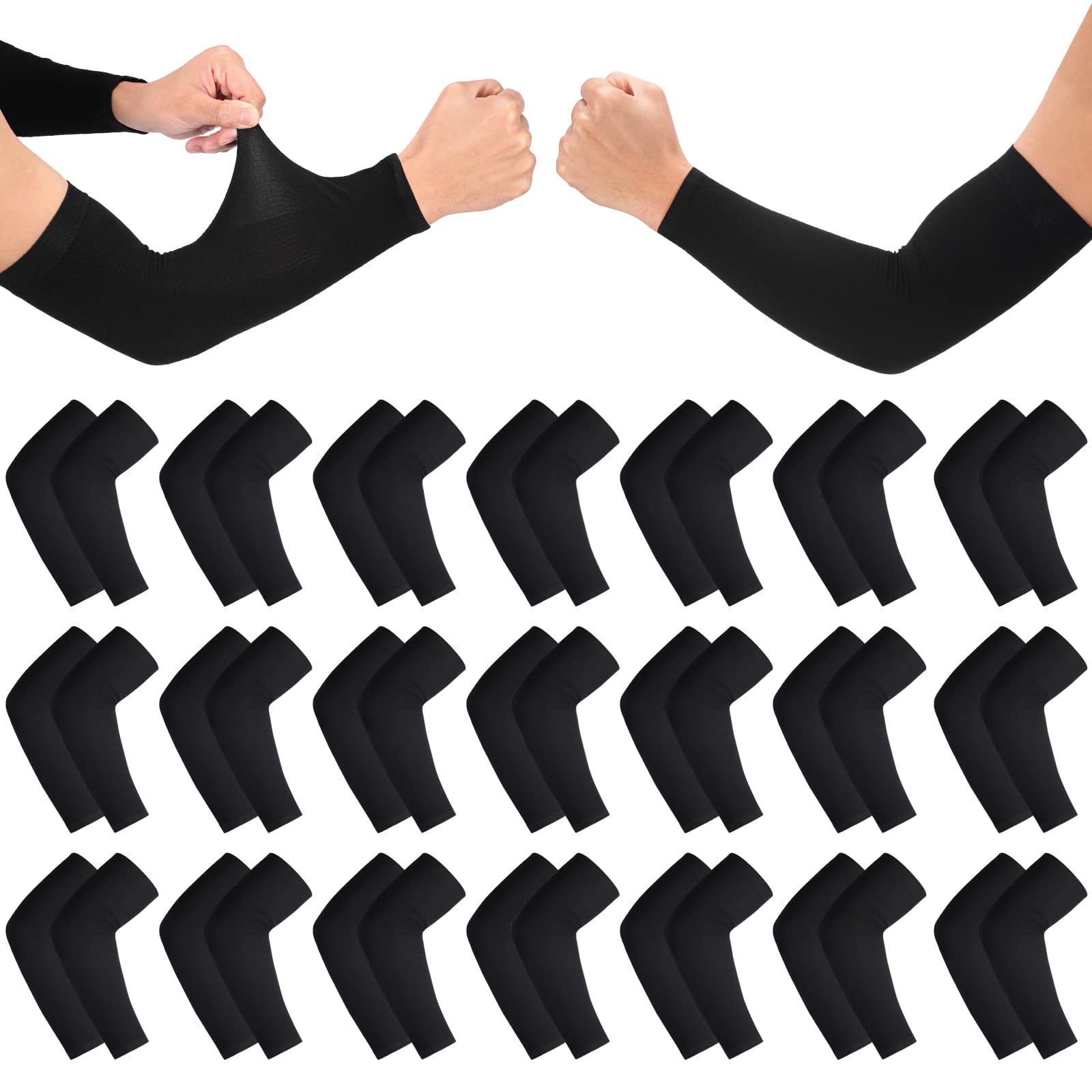 50 Pairs Arm Sleeves for Men and Women UV Protection Sleeves to Cover Arms Black Arm Compression Sleeves Basketball Sleeves Arm Cover Sleeves Sports Sleeve for Running Football Baseball