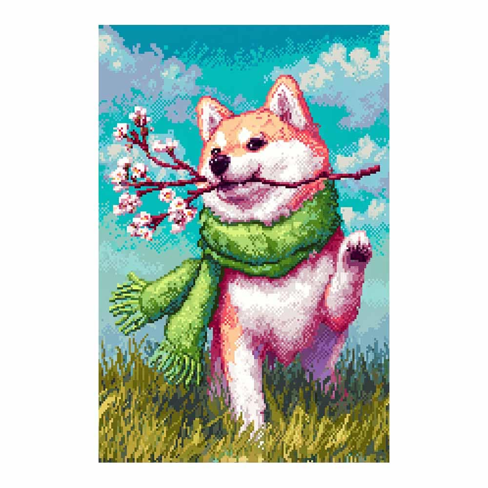 ZAMAEIU Dog Pictures For Wall Dog carrying a branch art prints and posters, Suitable for Living Room Bedroom Decor Kid's Room Wall Decoration(pink)-80x120cm Unframed