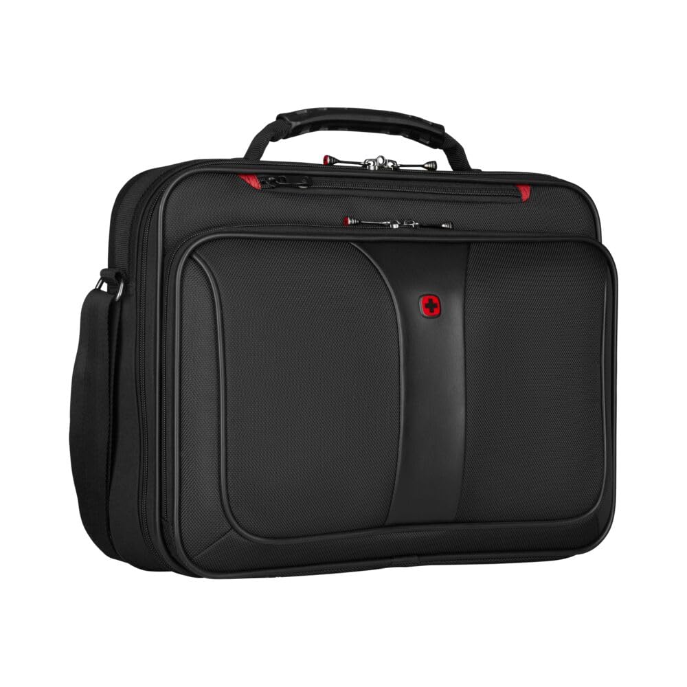 WENGER Legacy 16 Laptop-Tasche zum Umhängen, Notebook bis 16 Zoll, Aktentasche, Organizer, 15 l, Damen Herren, Büro Business-Reisen Uni, Schwarz, 600647