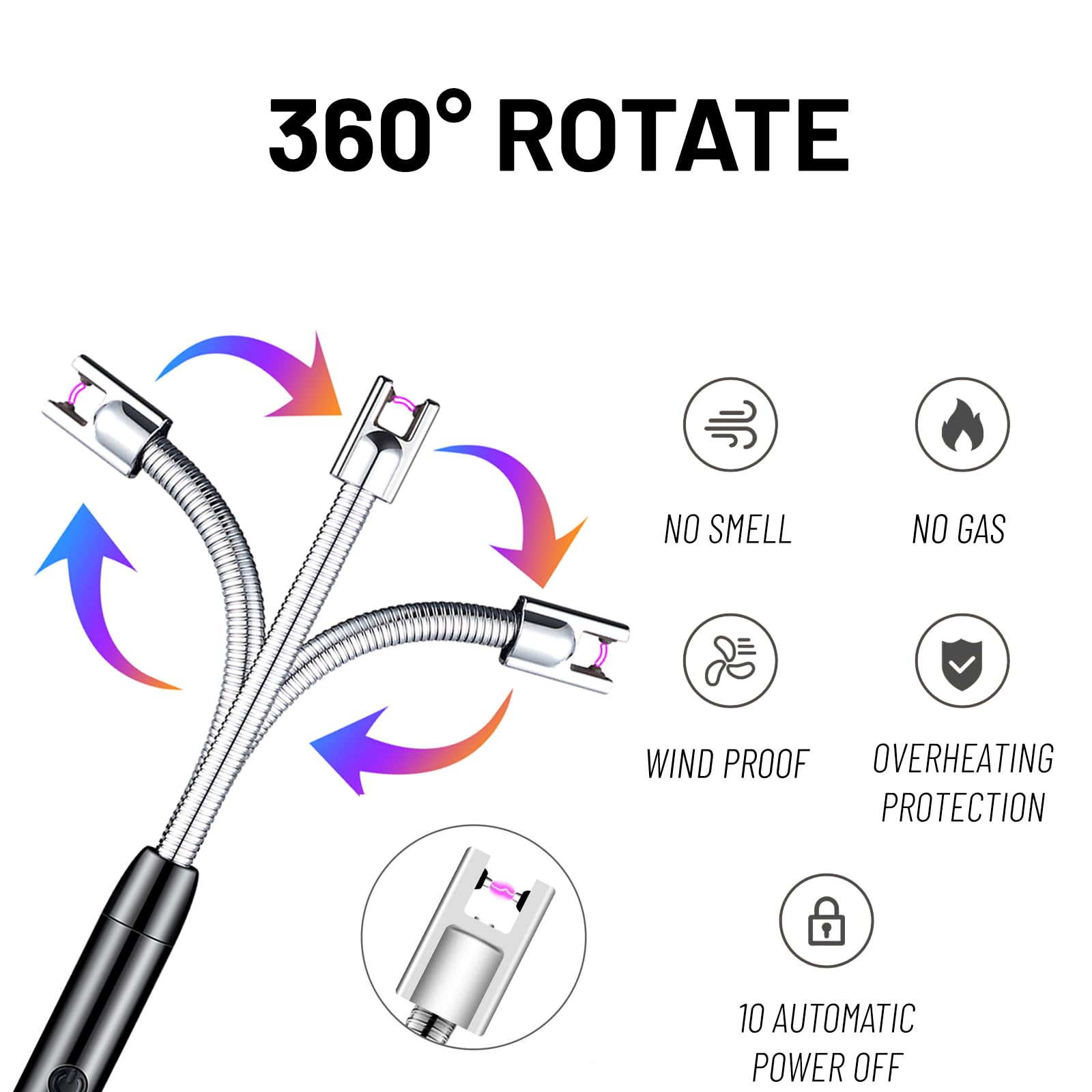 Briquet Arc 360° Coupe-Vent Sans Flamme Pour Cuisine Bbq Et Camping 578417